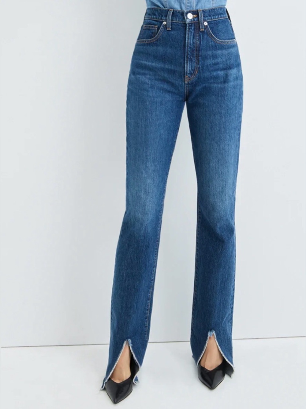 NWT VERONICA BEARD Keane Straight Leg Jeans with Slit